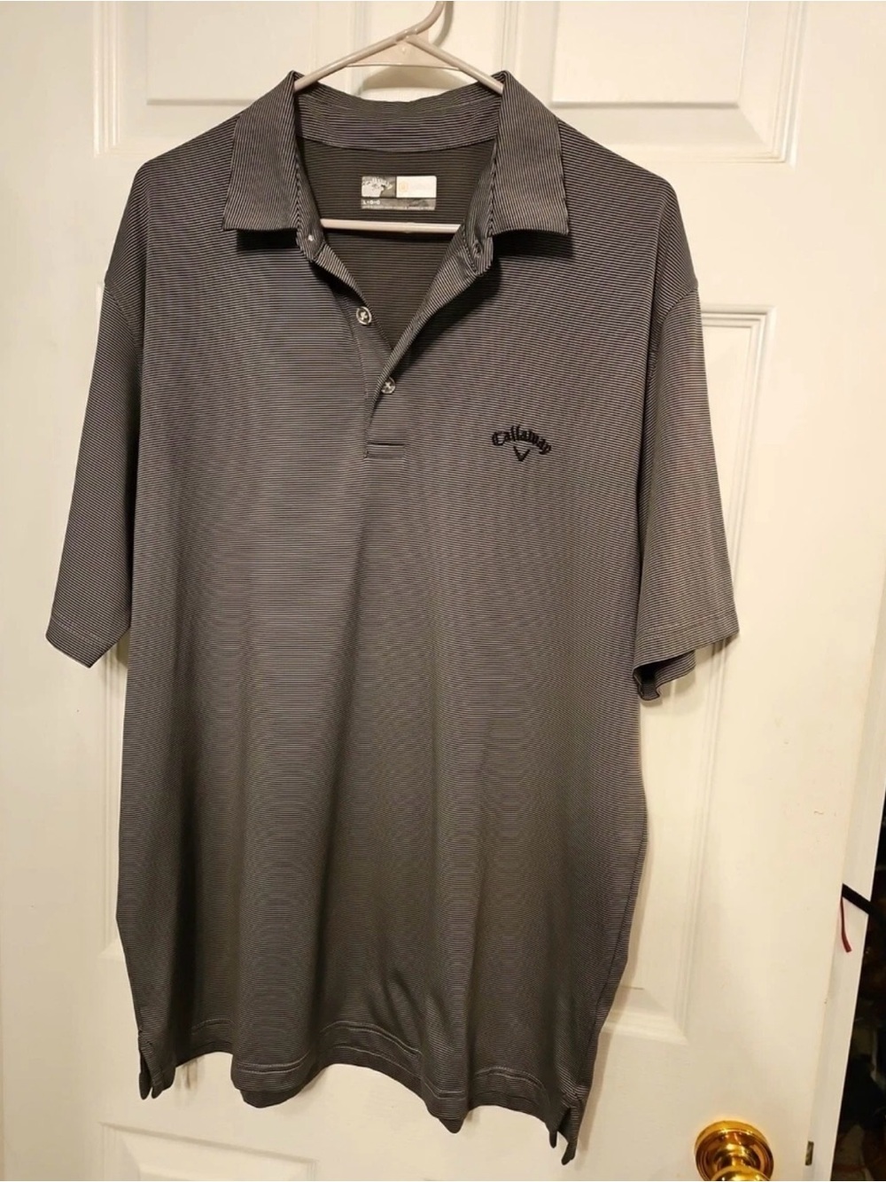 Callaway Large Golf Polo Shirt Mens Opti Dry Lightweight Breathable Striped Gray